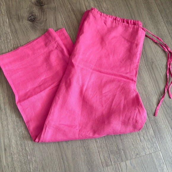 Sutton Studio 100% Linen Capris Sz S Pink Drawstring Bloomingdales Easter Spring - Picture 7 of 7
